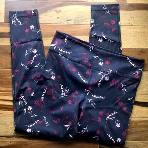 Lands End Sport Floral High Rise‎ Leggings M EUC
